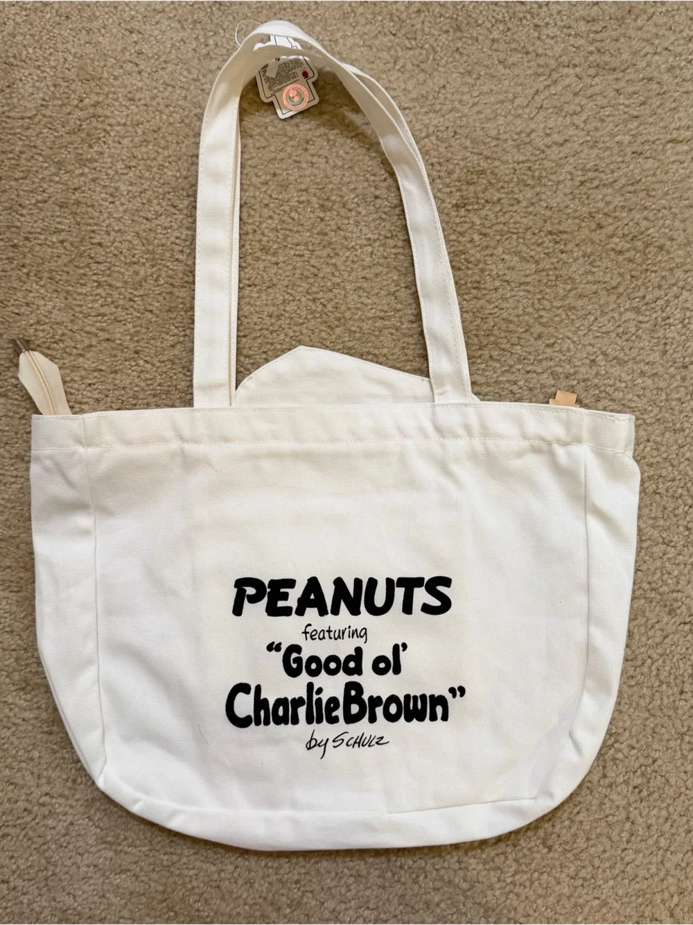 Snoopy Woodstock Canvas Tote Bag White Peanuts